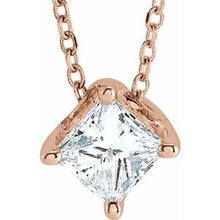 Load image into Gallery viewer, 14K Rose 1/2 CT Diamond Solitaire 16-18&quot; Necklace
