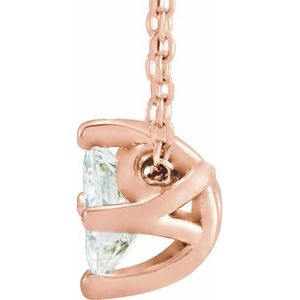 14K Rose 1/2 CT Diamond Solitaire 16-18" Necklace