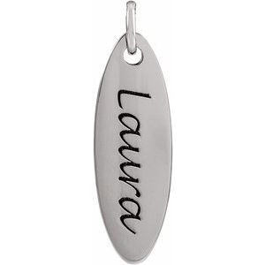 Elongated Oval Engravable Necklace or Pendant