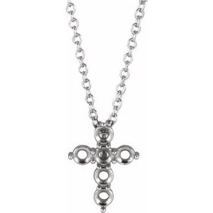 Sterling Silver 10.2x7.9 mm Cross 16-18