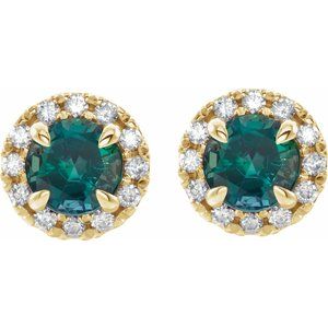 14K Yellow Alexandrite & 1/5 CTW Diamond Earrings