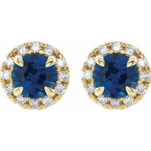 Load image into Gallery viewer, 14K Yellow Blue Sapphire &amp; 1/3 CTW Diamond Earrings

