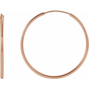 14K Rose 25 mm Tube Hoop Earrings