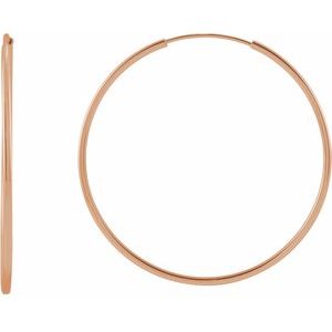 14K Rose 30 mm Tube Hoop Earrings