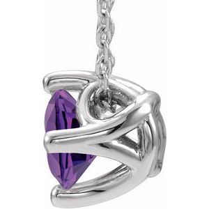 Sterling Silver Amethyst Solitaire 16-18" Necklace