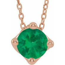 Charger l&#39;image dans la galerie, Collier Solitaire Emeraude Rose 14K 16-18 &quot;
