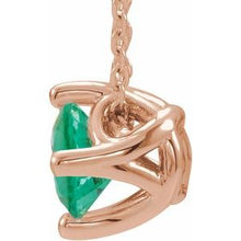 Charger l&#39;image dans la galerie, Collier Solitaire Emeraude Rose 14K 16-18 &quot;
