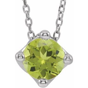 Sterling Silver Peridot Solitaire 16-18