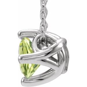 Sterling Silver Peridot Solitaire 16-18" Necklace