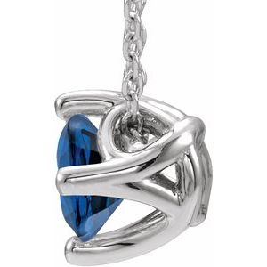 Sterling Silver Blue Sapphire Solitaire 16-18" Necklace