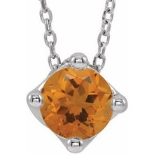 Load image into Gallery viewer, Sterling Silver Citrine Solitaire 16-18&quot; Necklace
