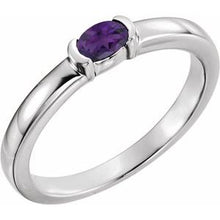 Charger l'image dans la galerie, Sterling Silver Amethyst Oval Stackable Family Ring
