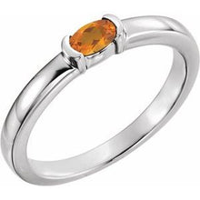 Charger l'image dans la galerie, Sterling Silver Citrine Oval Stackable Family Ring
