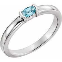 Load image into Gallery viewer, Sterling Silver Blue Zircon Oval Stackable Family Ring
