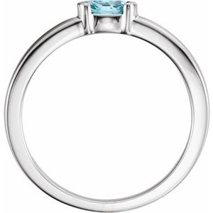 Sterling Silver Blue Zircon Oval Stackable Family Ring