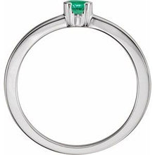 Load image into Gallery viewer, Sterling Silver Chatham¬Æ Lab-Created Emerald Family Stackable Ring

