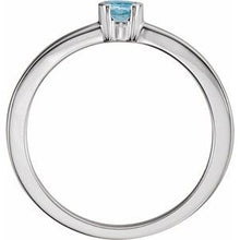 Load image into Gallery viewer, Sterling Silver Aquamarine Family Stackable Ring
