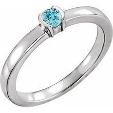 Charger l'image dans la galerie, Sterling Silver Blue Zircon Family Stackable Ring
