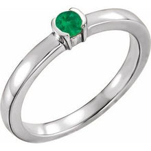 Load image into Gallery viewer, Sterling Silver Chatham¬Æ Lab-Created Emerald Family Stackable Ring
