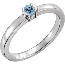 Load image into Gallery viewer, Sterling Silver Aquamarine Family Stackable Ring

