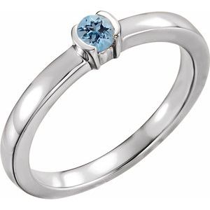 Sterling Silver Aquamarine Family Stackable Ring