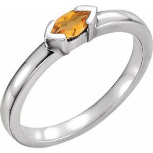 Sterling Silver Citrine Marquise Stackable Family Ring