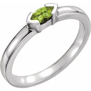 Sterling Silver Peridot Marquise Stackable Family Ring