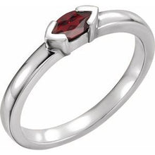 Load image into Gallery viewer, Sterling Silver Mozambique Garnet Marquise Stackable Family Ring

