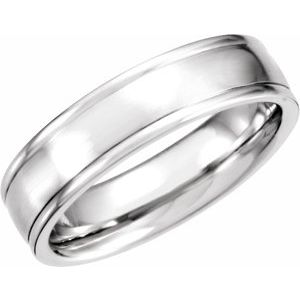 Palladium 6 mm Grooved Band with Satin Finish Size 7