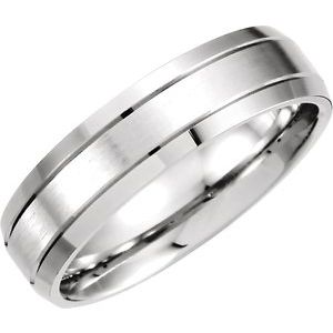 Palladium 6 mm Grooved Beveled Edge Band Size 10