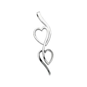 Sterling Silver Double Heart Vertical Pendant