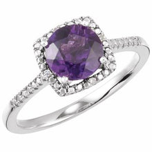 Charger l'image dans la galerie, Sterling Silver Amethyst &amp; .01 CTW Diamond Ring
