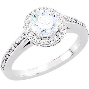 14K White 6.5 mm Round 1 3/8 CTW Diamond Semi-Set Engagement Ring