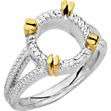 Charger l'image dans la galerie, Sterling Silver 10 mm Round Rope Ring Mounting Size 9
