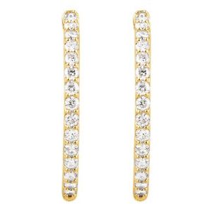 14K Yellow 2 CTW Diamond Inside-Outside 29.5 mm Hoop Earrings
