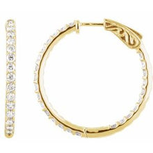 Load image into Gallery viewer, 14K Yellow 2 CTW Diamond Inside-Outside 29.5 mm Hoop Earrings
