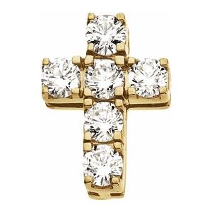 14K Yellow Diamond Cross Pendant