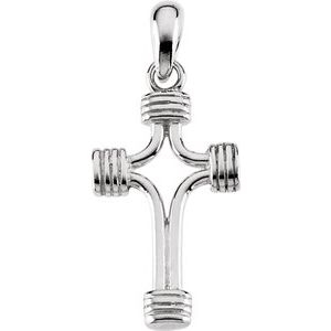 Sterling Silver 24.25x15 Tubular Cross Pendant without Packaging