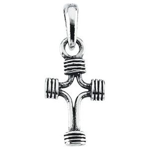 Small Antiqued Tubular Cross Pendant