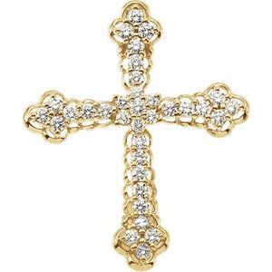 14K Yellow 1 CTW Diamond Cross Pendant
