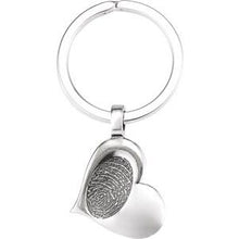 Load image into Gallery viewer, Sterling Silver Heartprint You Touched My Heart Keyring
