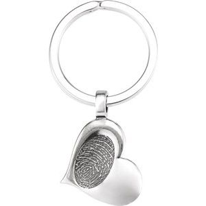 Sterling Silver Heartprint You Touched My Heart Keyring