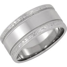 Charger l&#39;image dans la galerie, 14K blanc 8,5 mm Design-gravé bande taille 4
