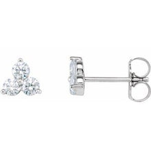 Load image into Gallery viewer, 14K White 1 CTW Three-Stone Diamond Earrings
