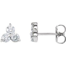 Load image into Gallery viewer, 14K White 1 CTW Three-Stone Diamond Earrings
