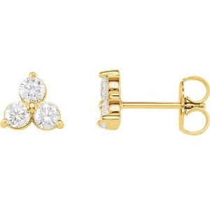 14K Yellow 1 CTW Three-Stone Diamond Earrings