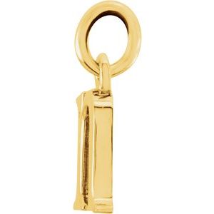 14K Yellow Lowercase Initial N Pendant