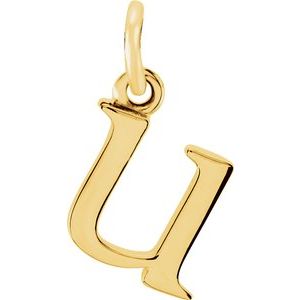14K Yellow Lowercase Initial U Pendant
