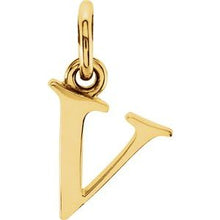 Load image into Gallery viewer, 14K Yellow Lowercase Initial V Pendant
