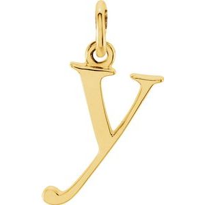 14K Yellow Lowercase Initial Y Pendant